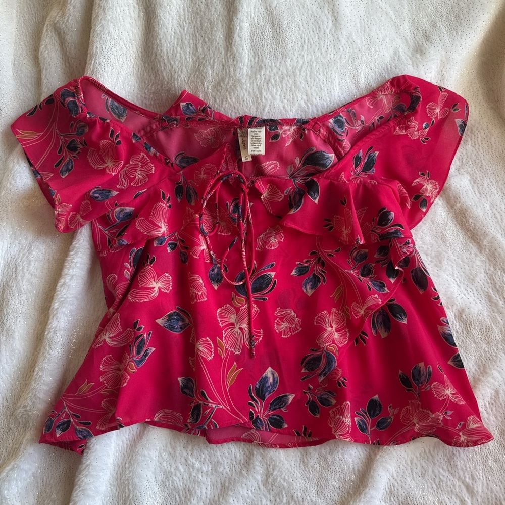Pink Floral Off-Shoulder Blouse